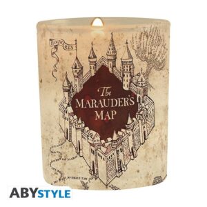 Bougie Harry Potter Carte du Maraudeur en cire de paraffine avec pot en verre coloré